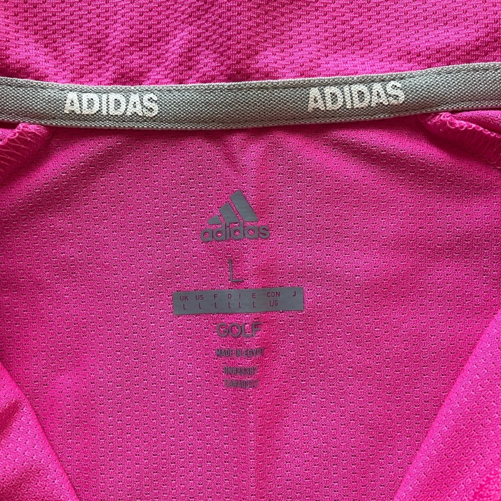 🎉 3/$15 Adidas Women’s Golf Hot Pink Quarter-Zip Long Sleeve Top L - Picture 4 of 12